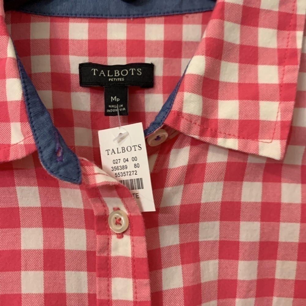 Talbots MP long sleeve pink check - Picture 2 of 6